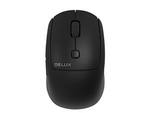 DeLUX 2400 ديسيبل متوحد الخواص ماوس لاسلكي صامت مع غطاء قابل للإزالة ، اتصال مزدوج مع BT5.0 / BT3.0 وجهاز استقبال USB ، 6 أزرار و 3 تروس DPI ، فأرة صغيرة لأجهزة الكمبيوتر المحمول التي تعمل بنظام Android Mac OS (M520DB-Black)
