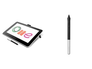 جهاز لوحي للرسم Wacom One بشاشة ، شاشة عرض قلم 13.3 بوصة للمبتدئين والعلامات الرقمية: Mac و PC و Chromebook و Android (DTC133W0A) وقلم واحد CP91300B2Z لشاشة قلم Wacom One الإبداعية