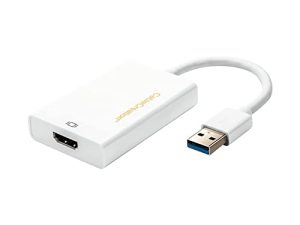 CableCreation USB HDMI محول مع شريحة DisplayLink ، USB 3.0 إلى HDMI محول رسومات خارجي متوافق مع Windows 10 / 8.1 / 8/7 و MacOS ، أبيض
