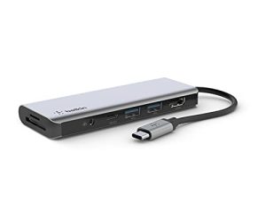 Belkin USB C Hub ، 7-in-1 MultiPort Docking Station - USB C Docking Station for MacBook & Windows - 85W USB-C Power Delivery 3.0 ، 4K HDMI 1.4 ، 2x USB-A 3.0 ، SD 3.0 ، Micro SD 3.0 ، & 3.5 مقبس صوت مم