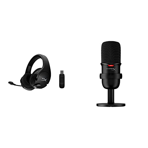 HyperX Cloud Stinger Core - سماعة رأس لاسلكية للألعاب و SoloCast - ميكروفون ألعاب USB مكثف ، للكمبيوتر الشخصي ، PS4 ، PS5 و Mac ، مستشعر النقر لكتم الصوت ، نمط قلبي قطبي HyperX Cloud Stinger Core - سماعة رأس لاسلكية للألعاب و SoloCast - ميكروفون ألعاب USB مكثف ، للكمبيوتر الشخصي ، PS4 ، PS5 و Mac ، مستشعر النقر لكتم الصوت ، نمط قلبي قطبي