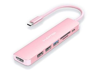 LENTION USB C Hub مع شحن 100 وات ، 4K HDMI ، قارئ بطاقات مزدوج ، USB 3.0 و 2.0 متوافق مع 2022-2016 MacBook Pro ، جهاز Mac Air / Surface جديد ، Chromebook ، المزيد ، محول برنامج تشغيل ثابت (CB-CE18 ، ذهبي وردي)