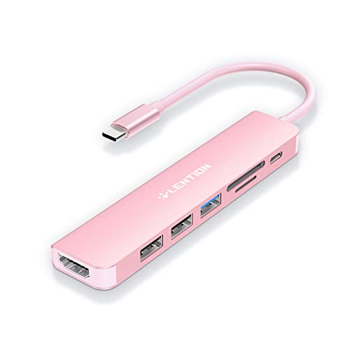 LENTION USB C Hub مع شحن 100 وات ، 4K HDMI ، قارئ بطاقات مزدوج ، USB 3.0 و 2.0 متوافق مع 2022-2016 MacBook Pro ، جهاز Mac Air / Surface جديد ، Chromebook ، المزيد ، محول برنامج تشغيل ثابت (CB-CE18 ، ذهبي وردي) LENTION USB C Hub مع شحن 100 وات ، 4K HDMI ، قارئ بطاقات مزدوج ، USB 3.0 و 2.0 متوافق مع 2022-2016 MacBook Pro ، جهاز Mac Air / Surface جديد ، Chromebook ، المزيد ، محول برنامج تشغيل ثابت (CB-CE18 ، ذهبي وردي)