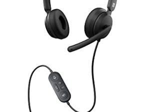 Microsoft Modern USB Headset - سماعة رأس سلكية ، سماعات رأس استريو على الأذن مع ميكروفون لإلغاء الضوضاء ، اتصال USB-A ، عناصر تحكم في الخط ، كمبيوتر شخصي / Mac / كمبيوتر محمول - معتمد لـ Microsoft Teams