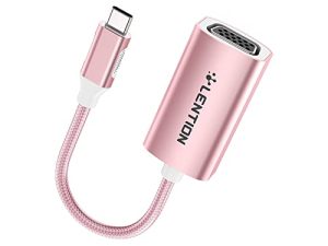 محول LENTION USB C إلى VGA ، محول كابل VGA من النوع C لـ 2021-2016 MacBook Pro 13/15/16 ، iPad / Surface / Mac Air الجديد ، Samsung S21 / S20 / S10 / Note 21/20 ، معتمد من برنامج التشغيل الثابت (CB- CU606 ، ذهبي وردي)