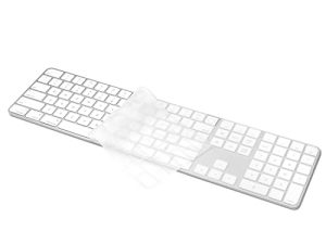 غطاء لوحة مفاتيح ProElife رفيع للغاية من السيليكون لـ 2022 Mac Studio و 2021 Apple iMac 24 '' M1 Chip Magic Keyboard 2 مع لوحة مفاتيح رقمية Touch ID ملحق A2520 US Enter واقي ناعم ، شفاف