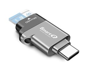 قارئ بطاقة MicroSD من النوع C356 من النوع C مع تقنية USB 3.0 فائقة السرعة ، ويدعم MicroSDXC و MicroSDHC و MicroSD للنوافذ و Mac OS X و Andriod (رمادي منتصف الليل)