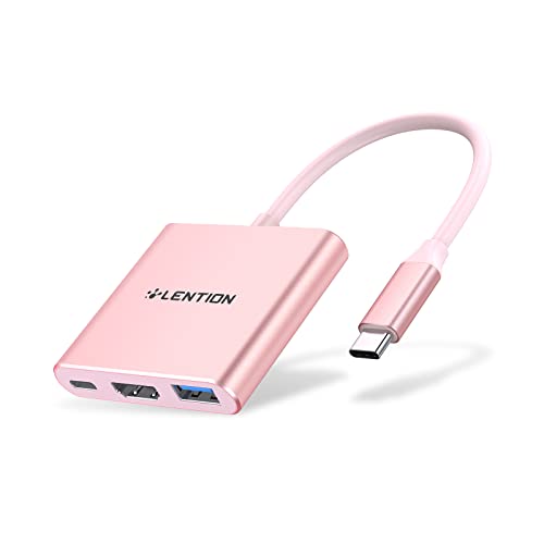 موزع USB C 3 في 1 من LENTION مزود بتوصيل طاقة 100 وات ، USB 3.0 و 4 K HDMI لـ 2022-2016 MacBook Pro ، جهاز Mac Air / Surface / Chrome / Steam ، المزيد ، محول تشغيل ثابت (CB-C14 ، ذهبي وردي) موزع USB C 3 في 1 من LENTION مزود بتوصيل طاقة 100 وات ، USB 3.0 و 4 K HDMI لـ 2022-2016 MacBook Pro ، جهاز Mac Air / Surface / Chrome / Steam ، المزيد ، محول تشغيل ثابت (CB-C14 ، ذهبي وردي)