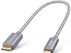 CableCreation Short USB C Hard Drive Cable 1FT ، كابل USB 3.1 C إلى Micro B بسرعة 10 جيجابت في الثانية USB C إلى سلك محرك الأقراص الثابتة متوافق مع MacBook Pro Air Galaxy S5 My Passport Elements إلخ ، 0.3 متر رمادي فلكي