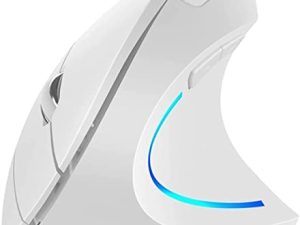 ماوس عمودي ، باليد اليمنى 2.4G وبلوتوث ثنائي الوضع لاسلكي مريح قابل لإعادة الشحن مع 4 أزرار DPI قابلة للتعديل 6 ، متوافق مع الكمبيوتر الشخصي Mac Android Windows (أبيض)