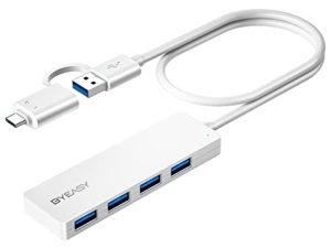 BYEASY USB Hub ، USB 3.1 C إلى USB 3.0 Hub مع 4 منافذ وكابل ممتد بطول 2 قدم ، مقسم USB محمول فائق النحافة لأجهزة MacBook ، Mac Pro / Mini ، iMac ، PS4 ، PS5 ، Surface Pro ، محرك فلاش ، Samsung (أبيض)