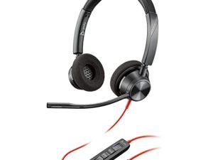بلانترونكس - بلاك واير 3320 - سماعة أذن سلكية مزدوجة الأذن (استريو) مع ميكروفون بوم - USB-A للاتصال بجهاز الكمبيوتر أو جهاز Mac أو الهاتف الخلوي - يعمل مع Teams (معتمد) والتكبير والمزيد