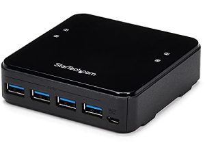 StarTech.com USB 3.0 Peripheral Sharing Switch - 4 USB 3.0 (5Gbps) x 4 أجهزة كمبيوتر - Mac / Windows / Linux - USB A / B Switch - USB Switch (HBS304A24A)