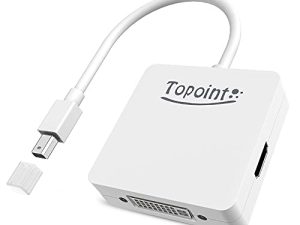 TOPOINT 3 في 1 Mini Displayport DP Thunderbolt إلى HDMI DVI VGA محول كابل محول لجهاز MacBook Air ، MacBook / MacBook Pro القديم قبل منتصف عام 2015