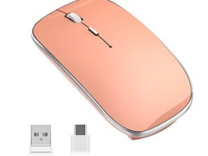 ماوس هاليلت لاسلكي قابل لإعادة الشحن نحيف صامت 2.4G ماوس مكتب ضوئي محمول مع USB وجهاز استقبال من النوع c لأجهزة الكمبيوتر المحمول التي تعمل بنظام Windows Mac (برتقالي Q23S)