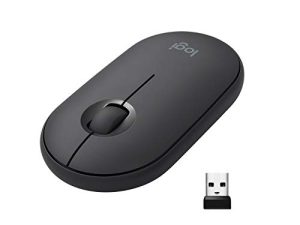 ماوس لاسلكي Logitech Pebble M350 مع Bluetooth أو USB - ماوس كمبيوتر صامت ونحيف معتمد يعمل مع Chromebook - جرافيت