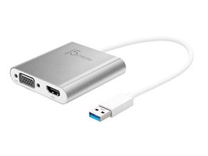 j5create USB 3.0 to Dual VGA HDMI Multi-Monitor Adapter- متوافق مع Microsoft Windows 10 / 8.1 / 8/7 (32 بت أو 64 بت) Mac OS X v10.8 أو أحدث (مع منفذ USB Type-A 3.0)
