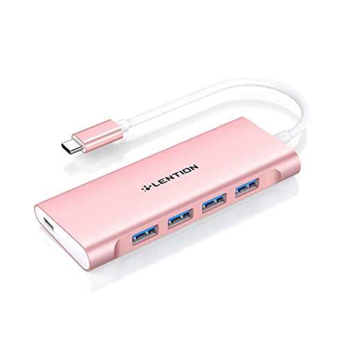 موزع USB C من LENTION مزود بـ 4 منافذ USB 3.0 وشحن من النوع C متوافق مع 2022-2016 MacBook Pro و New Mac Air و New Surface و Chromebook والمزيد ، محول متعدد المنافذ من النوع C معتمد من النوع C (CB-C31 ، ذهبي وردي) موزع USB C من LENTION مزود بـ 4 منافذ USB 3.0 وشحن من النوع C متوافق مع 2022-2016 MacBook Pro و New Mac Air و New Surface و Chromebook والمزيد ، محول متعدد المنافذ من النوع C معتمد من النوع C (CB-C31 ، ذهبي وردي)