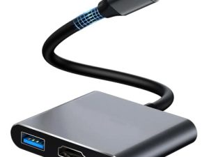 محول USB C إلى HDMI ، محول HDMI إلى USB C مع محول فيديو 4K / منفذ USB 3.0 / منفذ شحن USB C ، مهايئ Mac HDMI ، محول USB C رقمي AV متعدد المنافذ متوافق مع أجهزة USB-C. (رمادي)