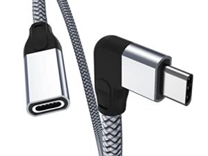 كابل تمديد USB C بزاوية يمين من Itramax 0.66FT ، من النوع C 3.1 Gen2 (10 جيجابت في الثانية) موسع ذكر إلى أنثى ، سلك Thunderbolt 3 على شكل 90 درجة / L لجهاز MacBook ، Mac ، iPad / Air 4 / Mini 6 ، نينتندو سويتش ، ديل اكس بي اس 10