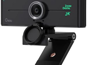 كاميرا ويب Gsou 2K 5MP Zoomable مع ميكروفون ، تقريب رقمي 3X ، عرض 95 درجة ، كاميرا USB للأعمال رباعية الدقة عالية الدقة للصف على الإنترنت ، Zoom Skype Facetime OBS Team