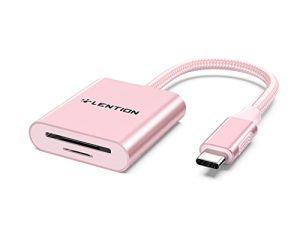 LENTION USB C to SD / Micro SD Card Reader، Type C SD 3.0 Card Adaptor متوافق 2020-2016 MacBook Pro 13/15/16، New Mac Air / iPad Pro / Surface، Samsung S20 / S10 / S9 / S8 / Plus / Note ، المزيد (CB-C8 ، ذهبي وردي)