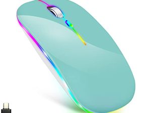 ماوس لاسلكي LED من SAWEY لجهاز MacBook airMacBook proLaptopsWindowsMac ، جهاز استقبال USB Type-c رفيع قابل لإعادة الشحن 2.4G ، جهاز استقبال MacBookairpromacpc قابل لإعادة الشحن (أخضر) ، 2.4 أخضر