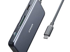 Anker USB C Hub ، 341 USB-C Hub (7 في 1) مع 4K HDMI ، 100 واط توصيل الطاقة ، USB-C و 2 USB-A 5 Gbps Data Ports ، microSD و SD Card Reader ، لـ MacBook Air ، MacBook Pro و XPS والمزيد
