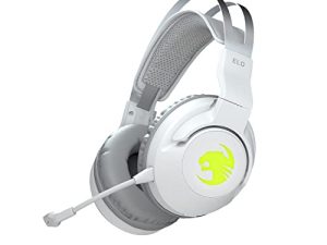 ROCCAT Elo 7.1 Air PC Wireless Gaming Headset، Surround Sound Headphones with Detachable Noise Cancelling Microphone، 50mm Drivers، 24 Hr Battery Life، RGB Lighting، White