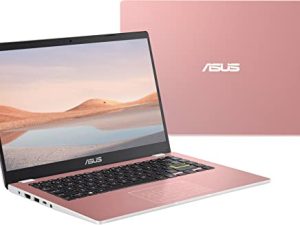 كمبيوتر محمول 2022 ASUS 14 بوصة خفيف الوزن للأعمال ، معالج Intel Celeron N4020 ، ذاكرة وصول عشوائي DDR4 4 جيجا بايت ، تخزين 64 جيجا بايت ، بطارية 12 ساعة ، كاميرا ويب ، Zoom Meeting ، Win11 + 1 Year Office 365 ، ذهبي وردي