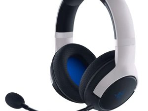 سماعة رأس سلكية Razer Kaira X لأجهزة Playstation 5 وأجهزة الكمبيوتر وأجهزة Mac والأجهزة المحمولة: مشغلات Triforce 50 مم - HyperClear Cardioid Mic - وسائد أذن Flowknit ميموري فوم - أدوات تحكم في سماعة الرأس - أبيض / أسود