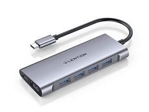 LENTION USB-C متعدد المنافذ Hub مع مخرج HDMI 4K ، 4 USB 3.0 ، متوافق مع شحن من النوع C 2022-2016 MacBook Pro ، Mac Air & Surface الجديد ، Chromebook ، المزيد ، محول برنامج تشغيل ثابت (CB-C35 ، رمادي فلكي)
