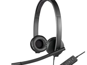 سماعة رأس سلكية من لوجيتك H570e ، سماعات رأس استريو مع ميكروفون لإلغاء الضوضاء ، USB ، عناصر تحكم مدمجة مع زر كتم الصوت ، مؤشر LED ، كمبيوتر شخصي / ماك / كمبيوتر محمول - أسود