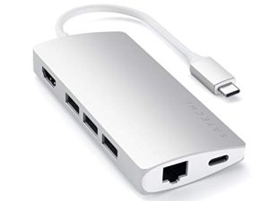 Satechi USB C Hub محول متعدد المنافذ V2 - 4K HDMI (60 هرتز) ، شحن 60 واط USB C ، GbE ، قارئ بطاقات SD / Micro ، USB 3.0 - لـ 2022 MacBook Pro / Air M2 ، 2021 MacBook Pro ، 2020 MacBook Pro / Air M1 (فضي )