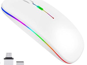 ماوس LED لاسلكي بتقنية البلوتوث ، فأرة بلوتوث قابلة لإعادة الشحن (بلوتوث 5.1 + USB) 2.4 جيجا هرتز ماوس مكتب بصري محمول ، ماوس بلوتوث لماك بوك إير ، ماك بوك برو ، ماك ، كمبيوتر ، كمبيوتر ، كمبيوتر محمول ، سطح المكتب (أبيض)