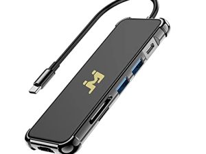 USB C Hub ، محول متعدد المنافذ 6 في 1 من JVJ لملحقات MacBook Pro / Air ، Mac Dongle مع 4K HDMI Digital AV ، USBC إلى USB3.0 / TF / SD Card Reader Thunderbolt 3 ، USB-C محول الطاقة من النوع C