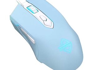 ماوس ألعاب Lomiluskr AJ52 سلكي ، 7 أزرار قابلة للبرمجة ، فأرة كمبيوتر بإضاءة خلفية RGB LED ، 200-4800 نقطة في البوصة قابلة للتعديل ، لنظام التشغيل Windows / Mac OS / Linux (SkyBlue)