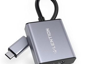 LENTION USB C إلى 4K HDMI محول AV رقمي ، محول Thunderbolt 3 إلى HDMI ، من أجل 2021-2016 MacBook Pro ، New Mac Air / iPad / Surface ، Samsung S21 / S20 ، المزيد ، معتمد من برنامج التشغيل الثابت (CB-4KHDMI ، رمادي فلكي)