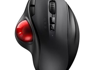 VssoPlor Wireless Trackball Mouse ، USB & Bluetooth Rollerball Mouse ، Easy Thumb Control ، 800/1600/2400 نقطة في البوصة ، ماوس مريح من النوع C قابل لإعادة الشحن لأجهزة الكمبيوتر المحمول ، الكمبيوتر الشخصي ، iPad ، Windows ، Mac ، Android (أسود)
