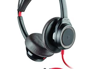 Poly (Plantronics + Polycom) Blackwire 7225 Wired USB-A Headset (Plantronics) - أسود - سماعة رأس للكمبيوتر (ستيريو) - توصيل بجهاز الكمبيوتر / جهاز Mac عبر USB-A - إلغاء الضوضاء النشط