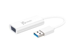 j5create USB إلى كابل مهايئ VGA- محول بطاقة فيديو USB لشاشات العرض المتعددة لسطح المكتب | تشغيل 1080p HD | متوافق مع أنظمة التشغيل Windows 10 و 8.1 و 8 و 7 و XP و Mac OS - أبيض