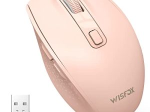 ماوس WisFox Bluetooth ، ماوس لاسلكي صامت يأتي مع وضعين (Bluetooth 3.0 / 5.0 + USB) ، ماوس لاسلكي محمول متعدد الأجهزة لأجهزة الكمبيوتر المحمول ، iPad ، MacOS ، الكمبيوتر الشخصي ، Windows ، Android (وردي)