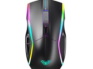 ماوس ألعاب RGB ، 6 مستويات DPI قابلة للتعديل حتى 6400 نقطة في البوصة ، فأرة ضوئية على شكل تانك على شكل تانك ، 6 أوضاع للإضاءة الخلفية ، فأرة كمبيوتر سلكية USB خفيفة الوزن لأجهزة الكمبيوتر المحمول التي تعمل بنظام Windows PC وأجهزة Mac (F830-Black)