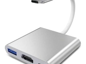 محول USB C إلى HDMI ، محول HDMI إلى USB C مع محول فيديو 4K / منفذ USB 3.0 / منفذ شحن USB C ، مهايئ Mac HDMI ، محول USB C رقمي AV متعدد المنافذ متوافق مع أجهزة USB Type-C.