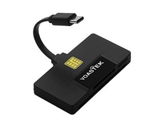 VOASTEK قارئ البطاقات الذكية USB C ، قارئ بطاقات CAC مع 3 فتحات SD / Micro SD قارئ بطاقة الذاكرة متوافق مع Mac و MacBook Pro و Chromebook وأجهزة الكمبيوتر المحمولة الأخرى من النوع C