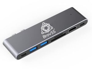 BrovSS: مهايئ Mac USB C Hub ، محول USB C 7 في 2 مباشر متوافق مع منفذ Thunderbolt 3 USB C ، قارئ بطاقات microSD / SD ، واجهة 3.0 عالية السرعة ، واجهة HDMI 4K30HZ HD ، واجهة بيانات من النوع c