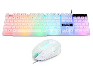 لوحة مفاتيح وماوس كومبو للألعاب السلكية مجموعة ألعاب إضاءة خلفية محيطة LED RGB لوحة مفاتيح وماوس 19 غير متضارب 3600 ديسيبل متوحد الخواص متوافق مع PS4 / PS5 Xbox One Pc iMac MacBook Laptop