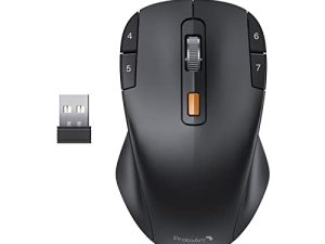 ماوس ماكرو لاسلكي ، ماوس ProtoArc EM12 2.4G مريح مع 8 أزرار قابلة للبرمجة ، ماوس قابل لإعادة الشحن من النوع C ، 2400 نقطة في البوصة ، فأرة كمبيوتر متناظرة لأجهزة الكمبيوتر المحمول PC Mac ، لليد اليمنى واليسرى أسود