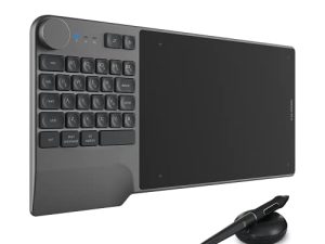 جهاز لوحي للرسم بالرسومات اللاسلكية HUION Inspiroy Keydial KD200 KD200 Bluetooth 5.0-with Keyboard Dial 5 Custom Express Keys Express-Battery-Battery Stylus PW517 Tilt for PC، Mac، Android، 8.9x5.6inch Pen Tablet
