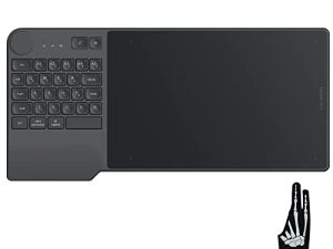 HUION Inspiroy Keydial KD200 Bluetooth 5.0 لوح رسم رسومات لاسلكي مع قرص لوحة مفاتيح 5 مفاتيح سريعة مخصصة خالية من البطارية PW517 إمالة للكمبيوتر الشخصي ، Mac ، Android ، مع قفاز Skeleton Artist